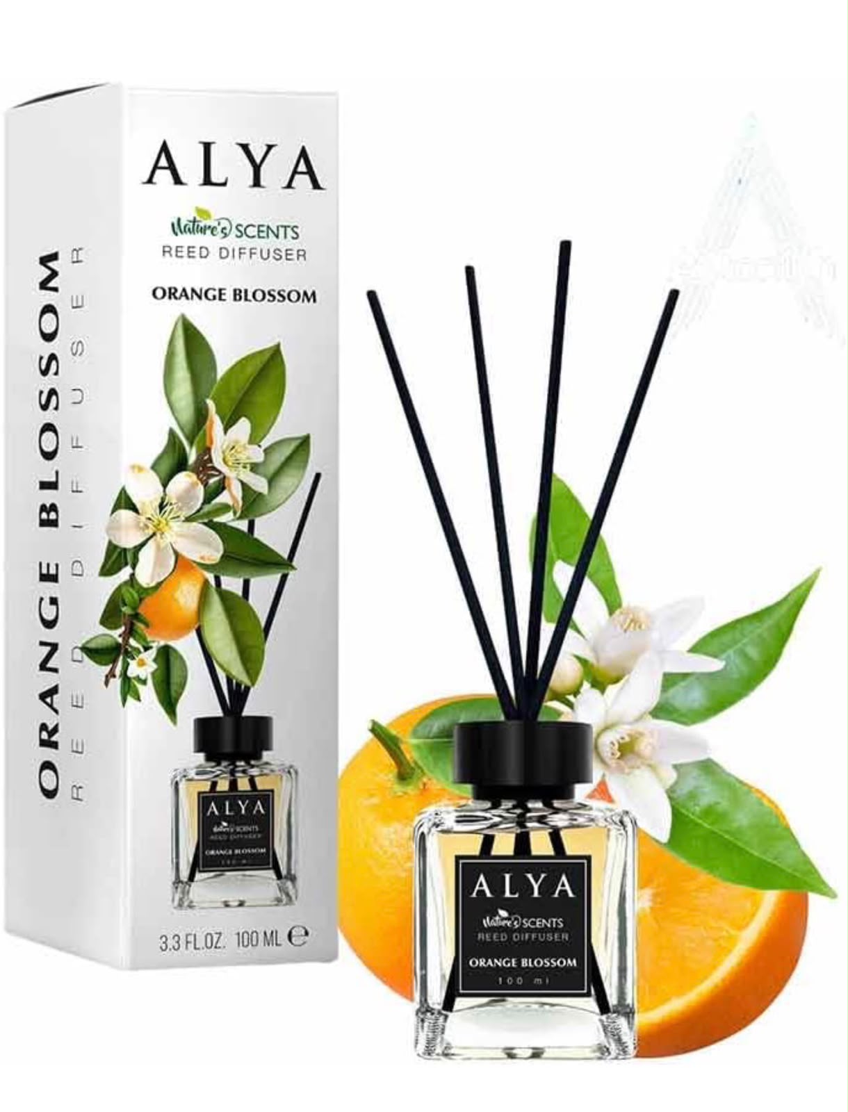 ALYA- Orange Blossom Reed Diffuser, 3.3 Fl Oz, 100 ml