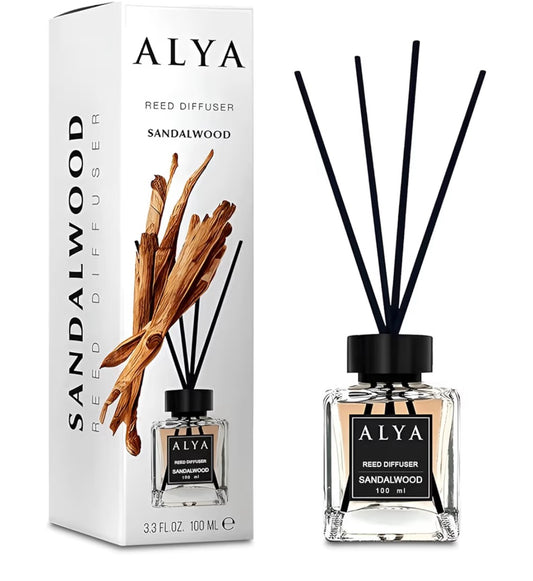 ALYA- Sandalwood Reed Diffuser, 3.3 Fl Oz, 100 ml