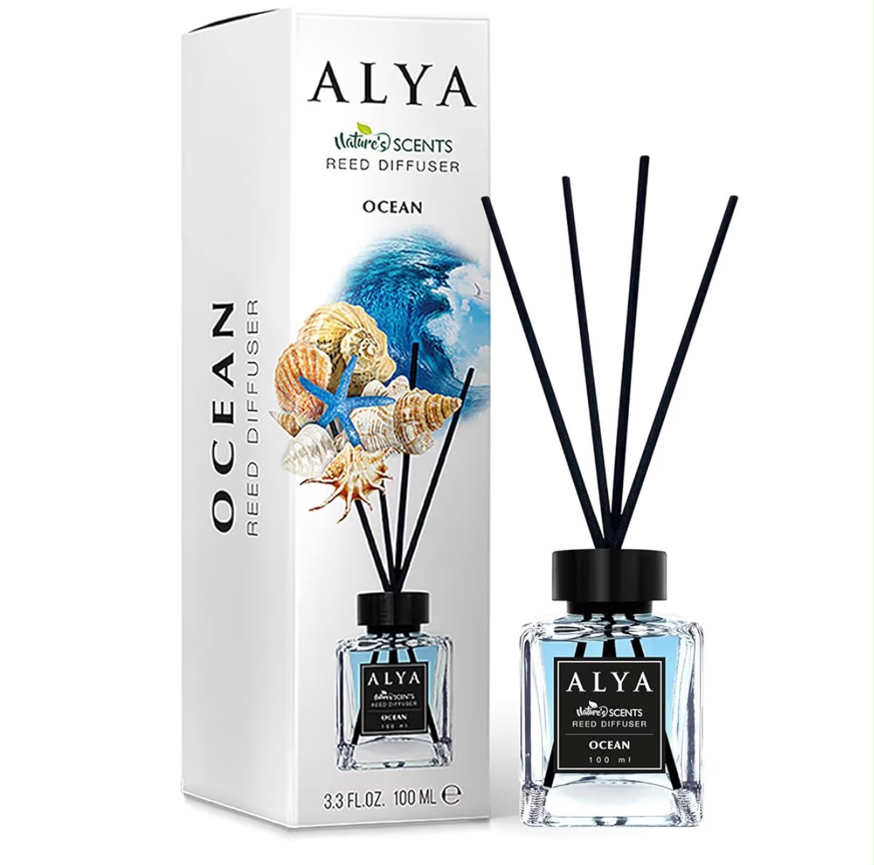 ALYA- Ocean 🌊 Reed Diffuser, 3.3 Fl Oz, 100 ml,