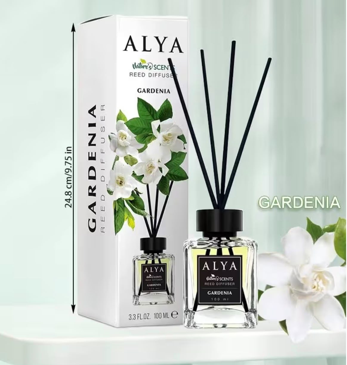 ALYA- Gardenia Reed Diffuser, 3.3 Fl Oz, 100 ml,