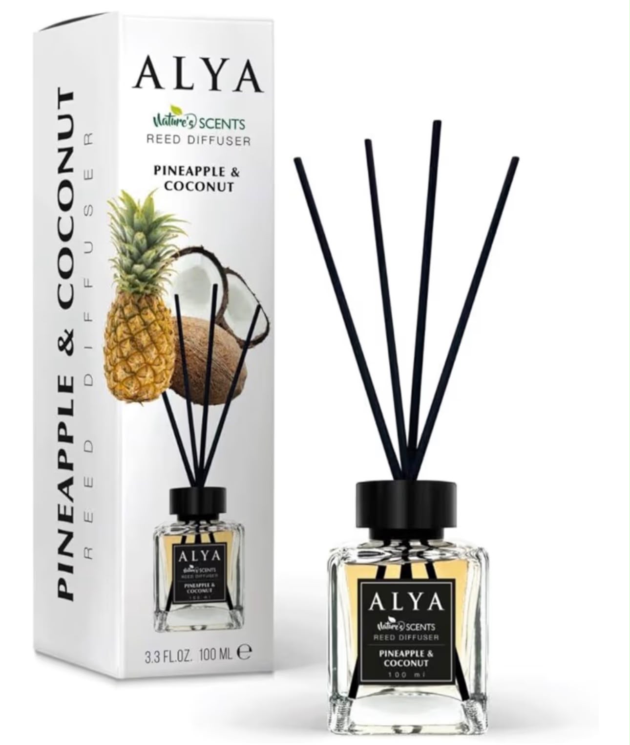 ALYA- Pineapple 🍍 & coconut 🥥 Reed Diffuser, 3.3 Fl Oz, 100 ml