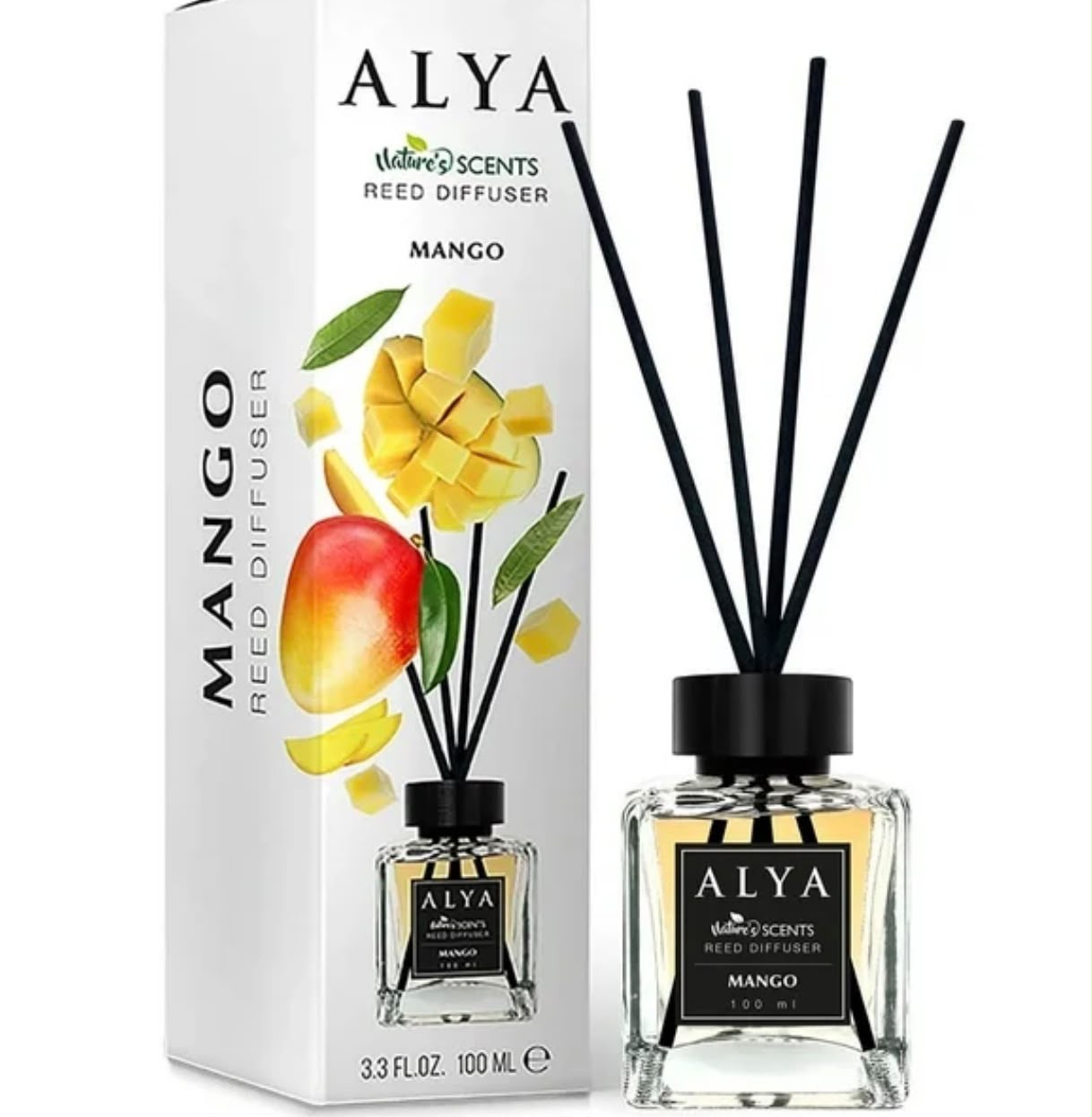 ALYA- Mango 🥭 Reed Diffuser, 3.3 Fl Oz, 100 ml